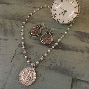Coin necklace and earrings set